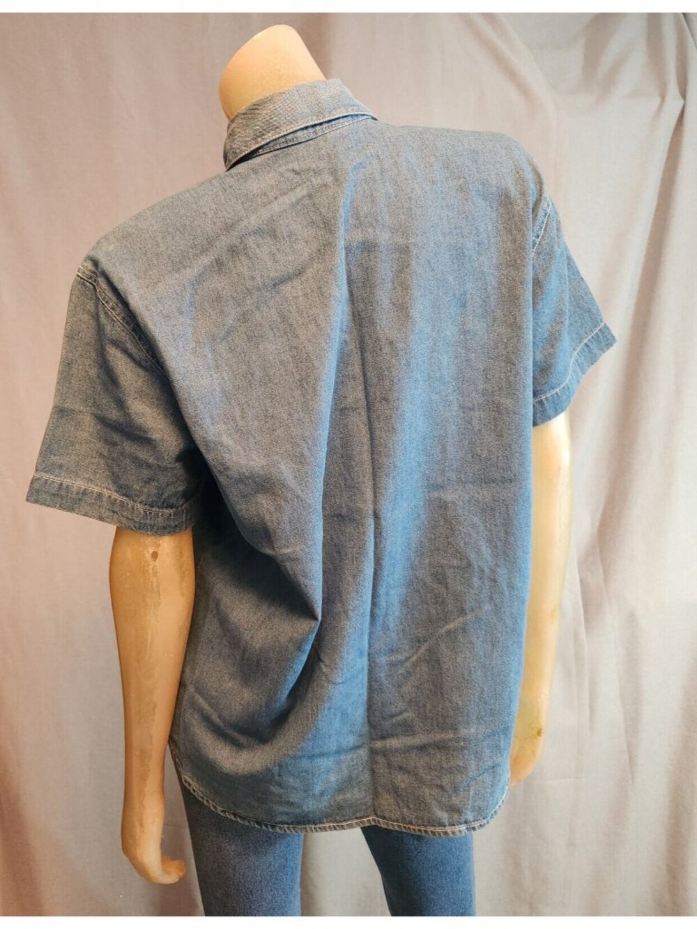 Capacity Petites Denim Blue Floral Button 90s Blouse Shirt Top Womens MEDIUM - Picture 4 of 6